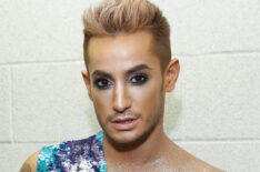 Frankie Grande prepares backstage during the Popoganda By Richie Rich during New York Fashion Week