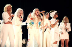 Bebe Rexha, Cyndi Lauper, Kesha, Camila Cabello, Andra Day, and Julia Michaels at the 2018 Grammys