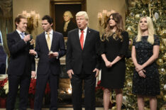 Saturday Night Live - Alex Moffat as Eric Trump, Mikey Day as Donald Trump Jr., Alec Baldwin as President Donald J. Trump, Cecily Strong as First Lady Melania Trump, Scarlett Johansson as Ivanka Trump