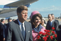 Pres. John F. Kennedy and wife Jackie arriving at