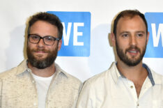 Seth Rogen and Evan Goldberg attends the Premiere of And Action!'s Dumpster Diving