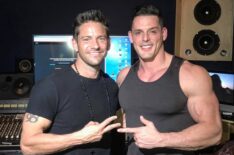 Jeff Timmons and Jessie Godderz in the recording studio