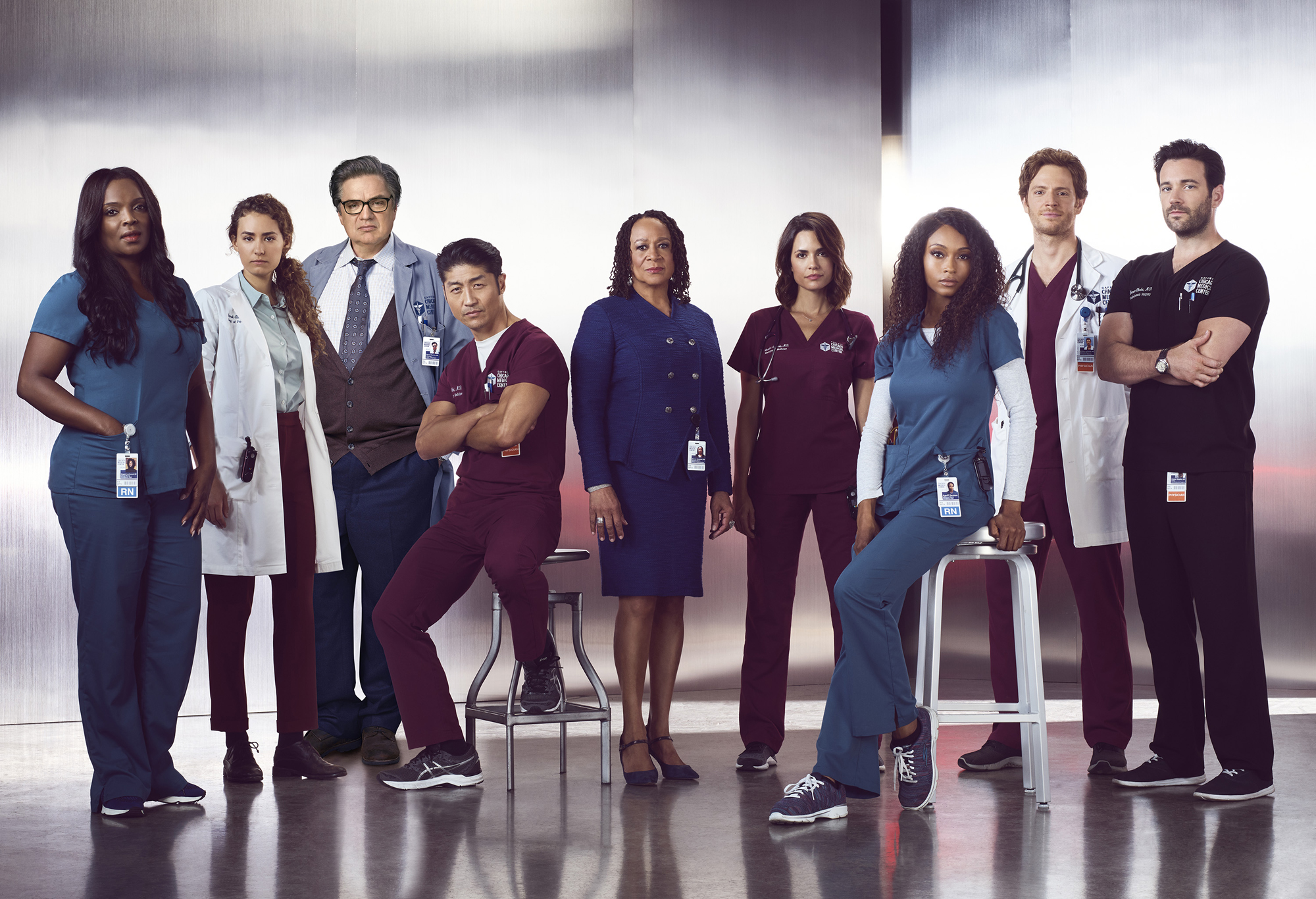 Marlyne Barrett as Maggie Lockwood, Rachel DiPillo as Sarah Reese, Oliver Platt as Dr. Daniel Charles, Brian Tee as Dr. Ethan Choi, S. Epatha Merkerson as Sharon Goodwin, Torrey DeVitto as Dr. Natalie Manning, Yaya DaCaosta as April Sexton, Nick Gehlfuss as Dr. Will Halstead, Colin Donnell as Dr. Connor Rhodes in 'Chicago Med' Season 3