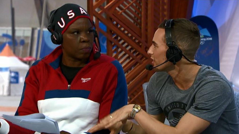 Leslie Jones and Adam Rippon during the Olympics