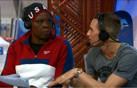 Leslie Jones and Adam Rippon during the Olympics