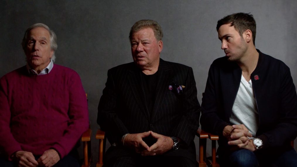 Better Late Than Never cast members Henry Winkler, William Shatner, and Jeff Dye