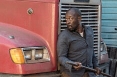 Lennie James as Morgan Jones behind a truck in Fear the Walking Dead - Season 4, Episode 1