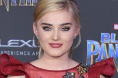 Meg Donnelly attends the premiere of 'Black Panther'