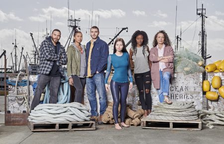 The cast of Siren- Ian Verdun, Fola Evans-Akingbola, Alex Roe, Eline Powell, Sibongile Mlambo, Rena Owen