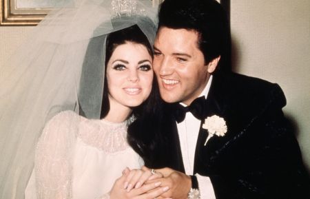 Elvis Presley and Priscilla Presley on wedding day