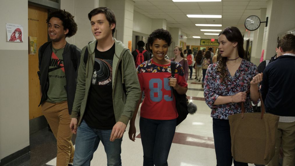 Love, Simon - Jorge Lendeborg (Nick), Nick Robinson (Simon), Alexandra Shipp (Abby), and Katherine Langford (Leah)