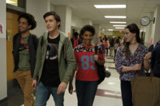 Love, Simon - Jorge Lendeborg (Nick), Nick Robinson (Simon), Alexandra Shipp (Abby), and Katherine Langford (Leah)