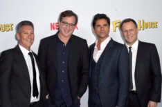 Writer/producer Jeff Franklin and actors Bob Saget, John Stamos, and Dave Coulier attend the premiere of 'Fuller House'