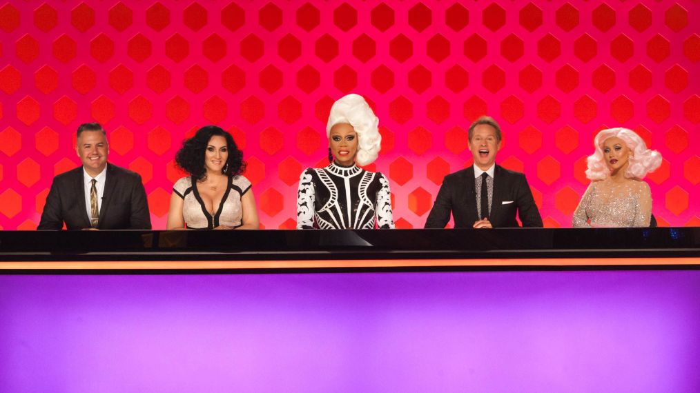 RuPaul's Drag Race Season 10 - Ross Mathews, Michelle Visage, RuPaul, Carson Kressley, and Christina Aguilera