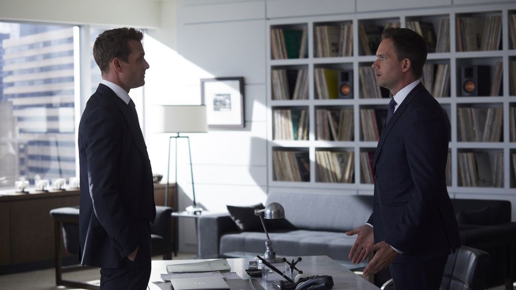 Suits - Season 7 - Gabriel Macht as Harvey Spector, Patrick J. Adams as Mike Ross