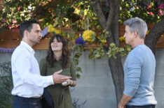 Jake Johnson, Zooey Deschanel, and guest star Dermot Mulroney