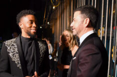 Chadwick Boseman and Jimmy Kimmel attend the 90th Annual Academy Awards