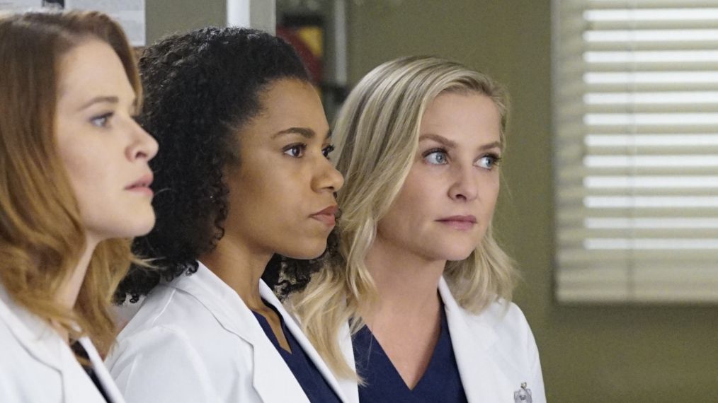 Sarah Drew as April, Kelly McCreary as Maggie, and Jessica Capshaw as Arizona in Grey's Anatomy