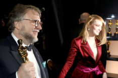 Guillermo del Toro, winner of the Best Director and Best Picture awards for 'The Shape of Water,' at the 90th Annual Academy Awards and Emma Stone