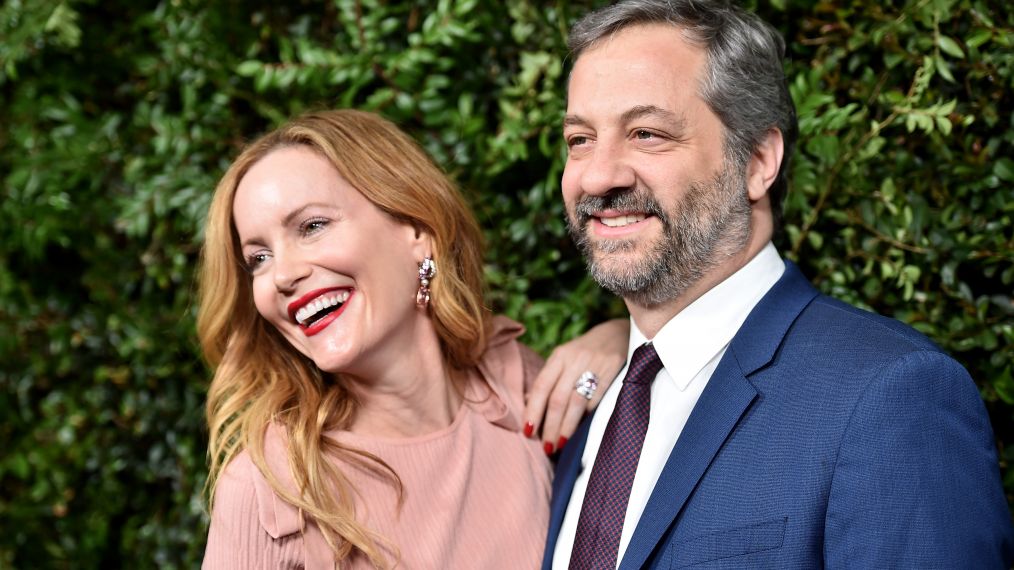 Actress Leslie Mann and producer Judd Apatow attend Charles Finch and Chanel's Pre-Oscar Awards Dinner