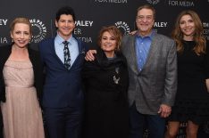 Lecy Goranson, Michael Fishman, Roseanne Barr, John Goodman, and Sarah Chalke attend An Evening With The Cast Of 'Roseanne'