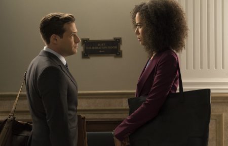 Ben Rappaport as Seth and Jasmin Savoy Brown as Allison in For The People