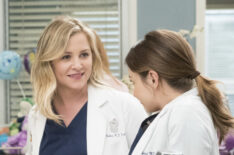 Jessica Capshaw and Caterina Scorsone in Grey's Anatomy