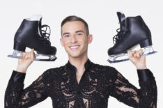Adam Rippon holds up his skates for Dancing With The Stars: Athletes