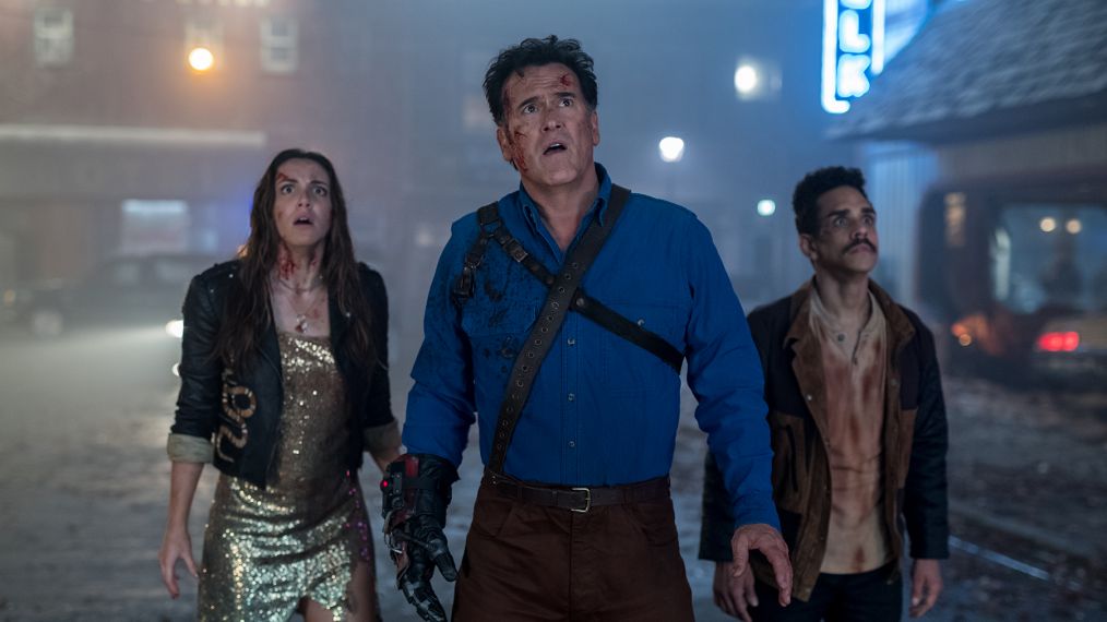 Ash vs Evil Dead - Season 3, 2017 - Arielle Carver O'Neill, Bruce Campbell, and Ray Santiago