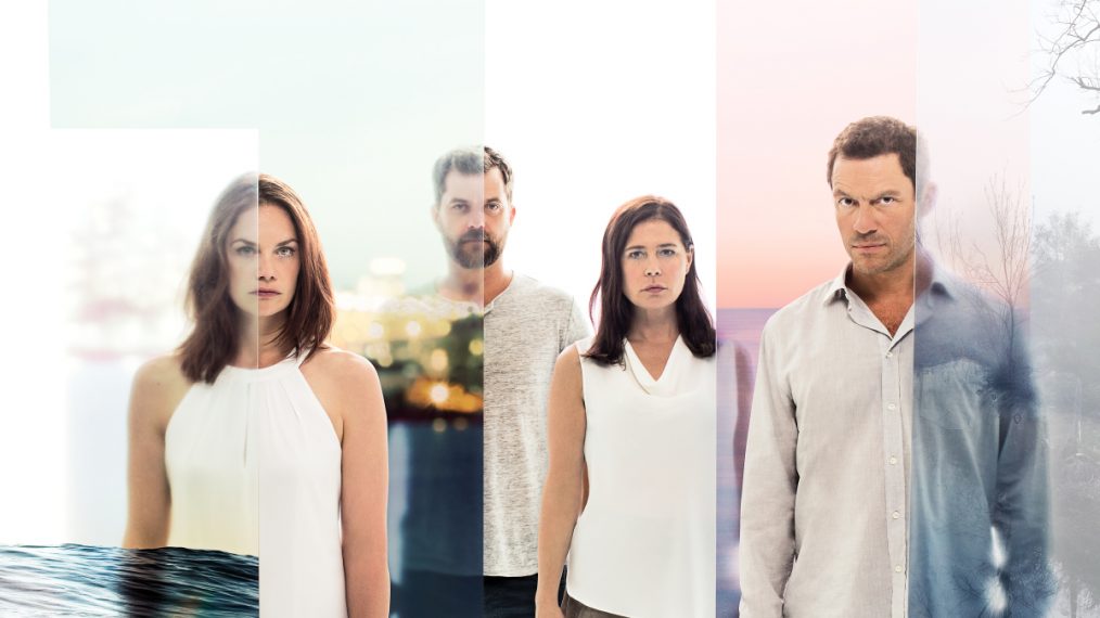 Ruth Wilson as Alison, Joshua Jackson as Cole, Maura Tierney as Helen and Dominic West as Noah Solloway in The Affair