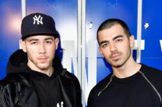 Nick Jonas and Joe Jonas attend FENTY PUMA