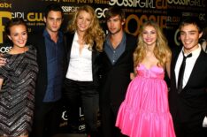 Leighton Meester, Penn Badgley, Blake Lively, Chace Crawford, Taylor Momsen and Ed Westwick attend the launch party for CW Network's 'Gossip Girl'