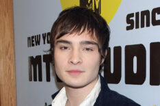 Ed Westwick poses for a photo backstage during MTV's Total Request Live at the MTV Times Square Studios