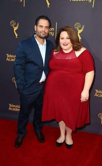 Josh Stancil and Chrissy Metz arrive at the Television Academy's Words + Music at Wolf Theatre on June 29, 2017