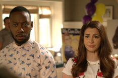 Lamorne Morris and guest star Nasim Pedrad in New Girl