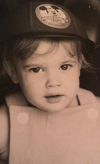 Drew Barrymore with Mickey Mouse Club hat