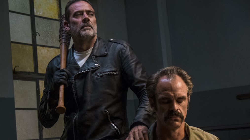 Jeffrey Dean Morgan as Negan and Steven Ogg as Simon in The Walking Dead