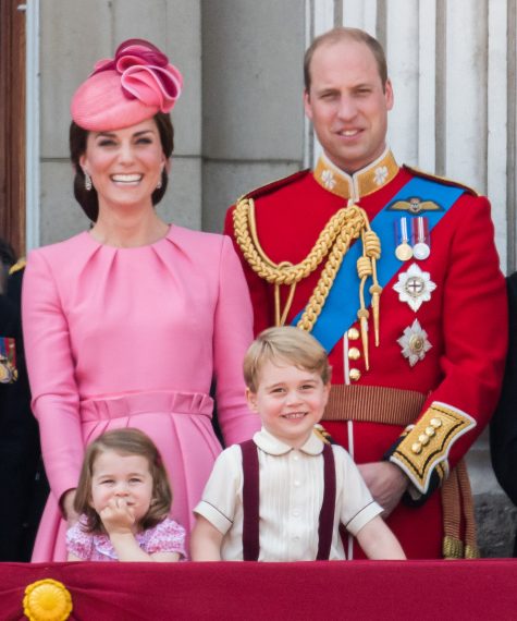 Trooping The Colour - Catherine, Duchess of Cambridge, Princess Charlotte of Cambridge, Prince George of Cambridge and Prince William, Duke of Cambridge