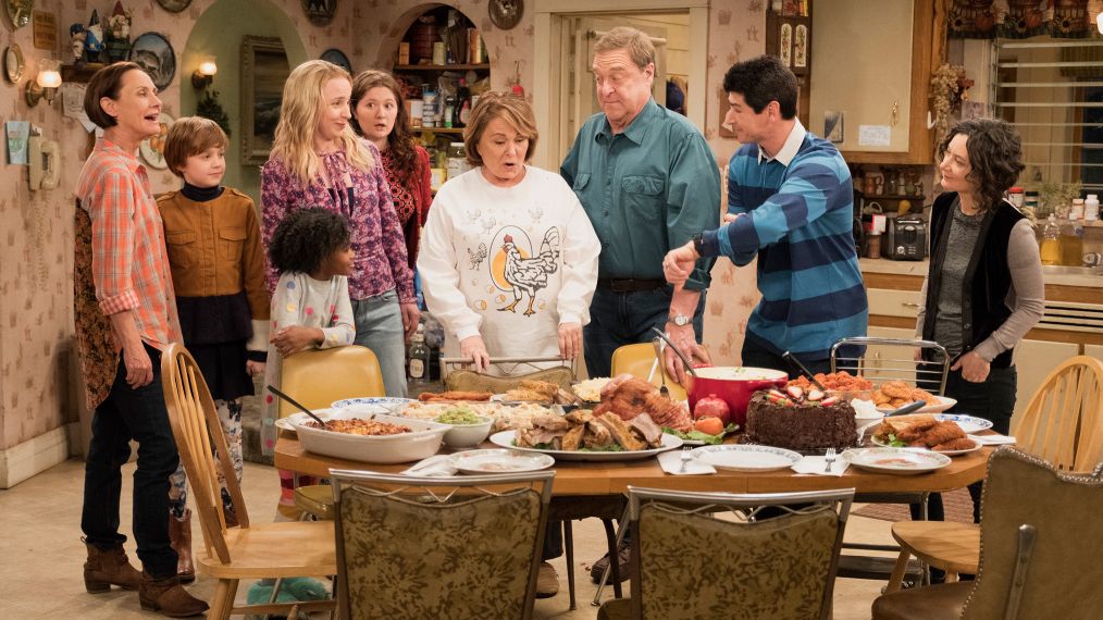 ROSEANNE - 'Knee Deep' - Roseanne's knee gets worse so Dan is forced to a make an important work decision; but when a major storm hits Lanford, their fortunes change for the better. Later, Darlene realizes she has to go back to her first passion . writing, on the ninth episode and season finale of the revival of 'Roseanne,' LAURIE METCALF, AMES MCNAMARA, JAYDEN REY, LECY GORANSON, EMMA KENNEY, ROSEANNE BARR, JOHN GOODMAN, MICHAEL FISHMAN, SARA GILBERT