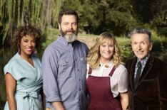 Making It - Season 1 - Dayna Johnson, Nick Offerman, Amy Poehler, and Simon Doonan