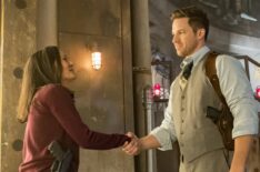 Sakina Jaffrey as Denise Christopher, Matt Lanter as Wyatt Logan in Timeless - Season 2
