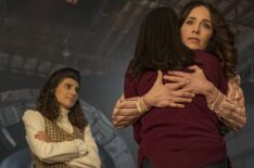 Claudia Doumit as Jiya, Abigail Spencer as Lucy Preston, Sakina Jaffrey as Denise Christopher in Timeless - Season 2 - 'The Day Reagan Was Shot'