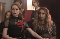Madelaine Petsch as Cheryl and Vanessa Morgan as Toni on 'Riverdale'