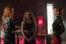 Madelaine Petsch as Cheryl, Vanessa Morgan as Toni and Nathalie Boltt as Penelope in Riverdale - 'Chapter Twenty-Eight: There Will Be Blood'