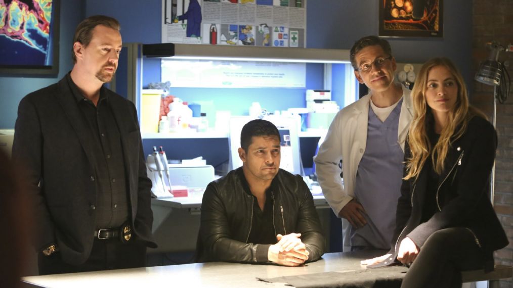 Sean Murray, Wilmer Valderrama, Brian Dietzen, Emily Wickersham in NCIS - 'Two Steps Back'