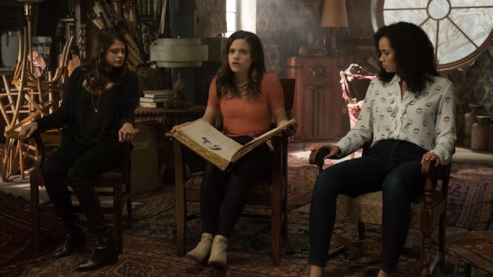 Melonie Diaz as Mel Vera, Sarah Jeffery as Maggie Vera, and Madeleine Mantock as Macy Vaughn in the pilot of Charmed