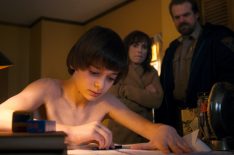 Noah Schnapp, Winona Ryder, and David Harbour in Stranger Things