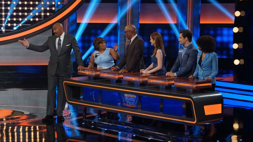 Celebrity Family Feud - 'Grey’s Anatomy vs Station 19' - Steve Harvey, Chandra Wilson, James Pickens Jr., Sarah Drew, Giacomo Gianniotti, Kelly McCreary