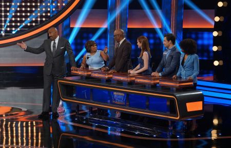 Celebrity Family Feud - 'Grey’s Anatomy vs Station 19' - Steve Harvey, Chandra Wilson, James Pickens Jr., Sarah Drew, Giacomo Gianniotti, Kelly McCreary