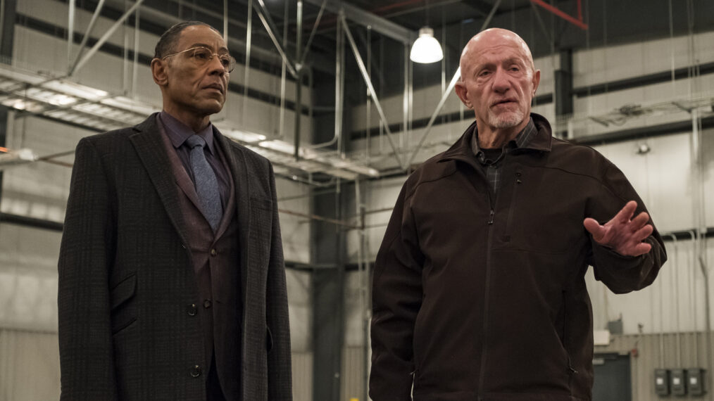 Giancarlo Esposito as Gustavo 'Gus' Fring and Jonathan Banks as Mike Ehrmantraut in Better Call Saul - Season 4, Episode 6